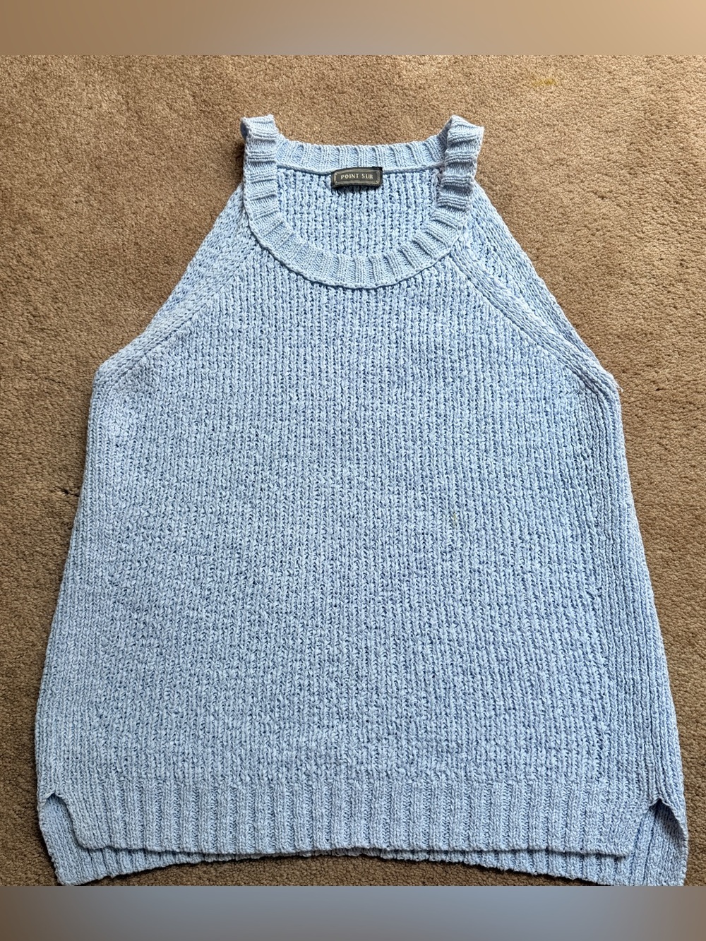 Point Sur blue knit tank top  size medium